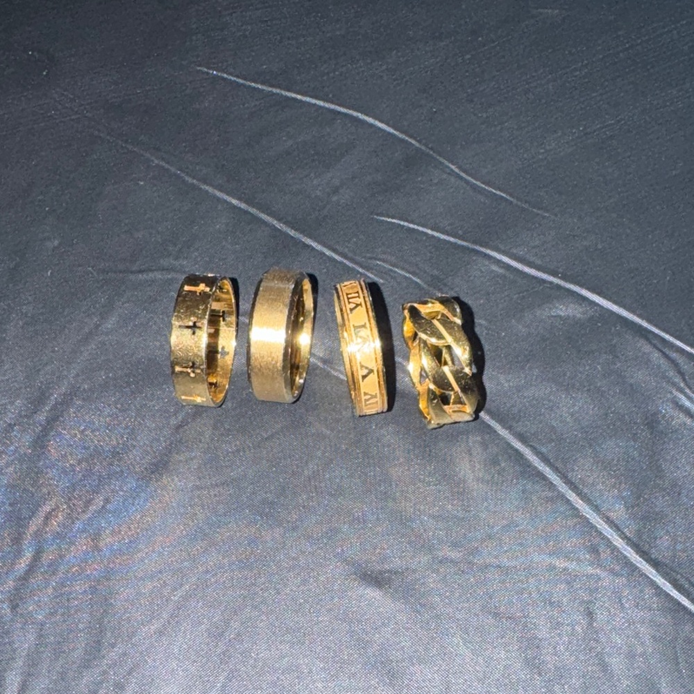 Set of Gold-Tone Rings Stainless Steel